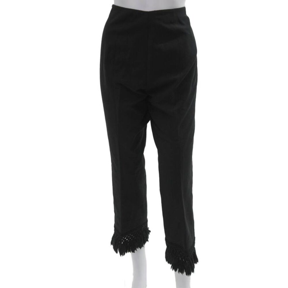 True Royal Womens Cropped Dress Pants Black Zip Cotton Elastane Size 46
